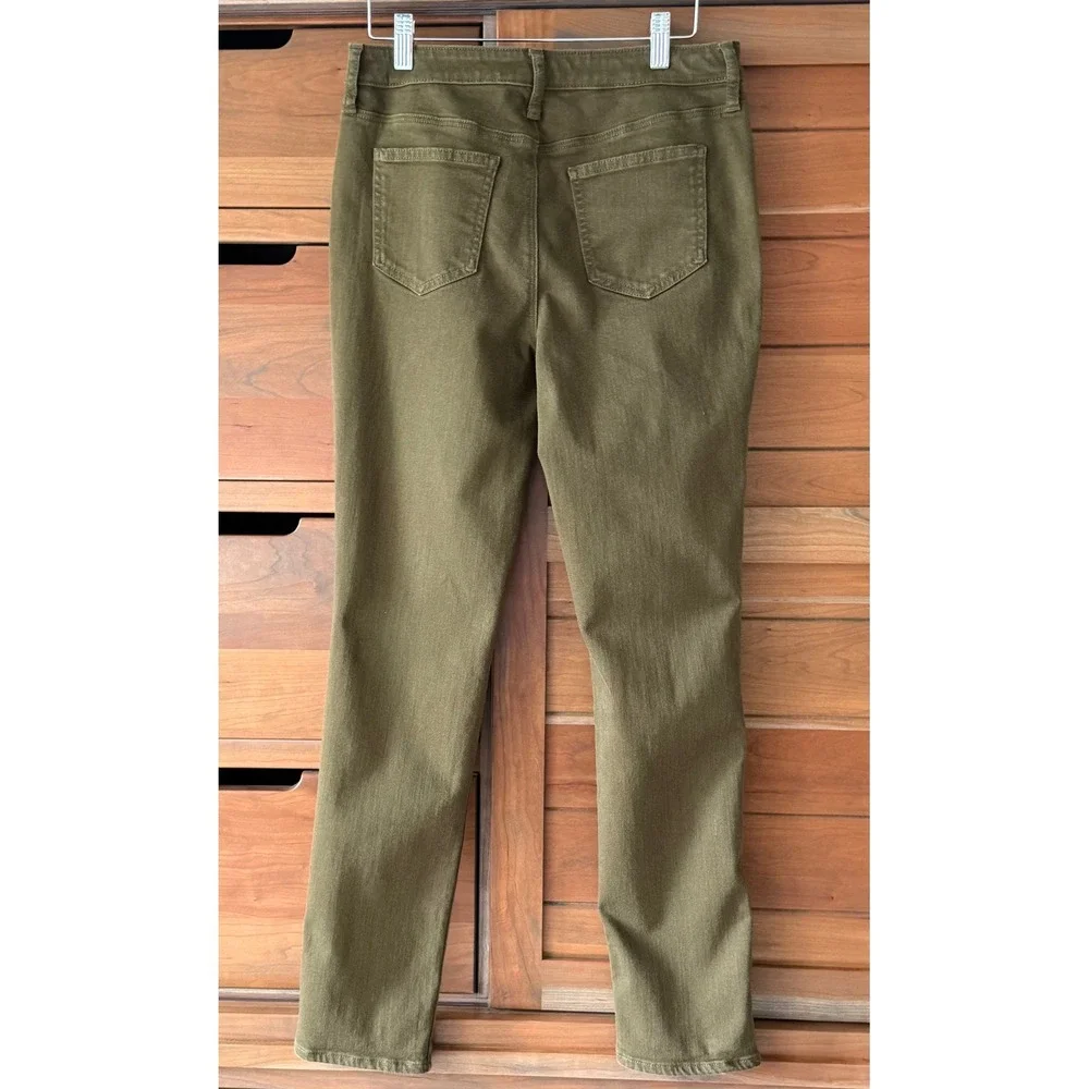 Chico's Women's SZ 0 TALL (4) So Slimming Girlfriend Slim Leg Ankle Jeans Olive - Picture 3 of 5